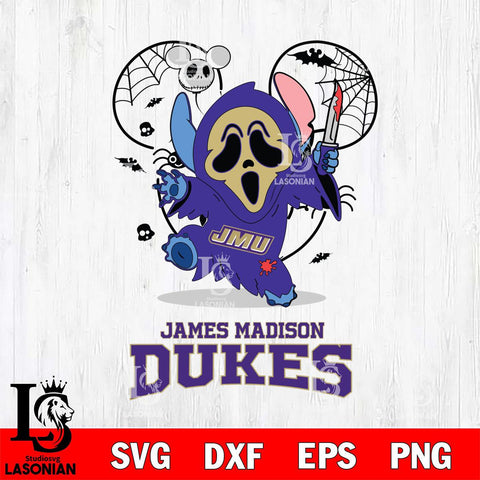James Madison Dukes Stitch Ghost Face Halloween 2 Svg Eps Dxf Png File, Digital Download, Instant Download