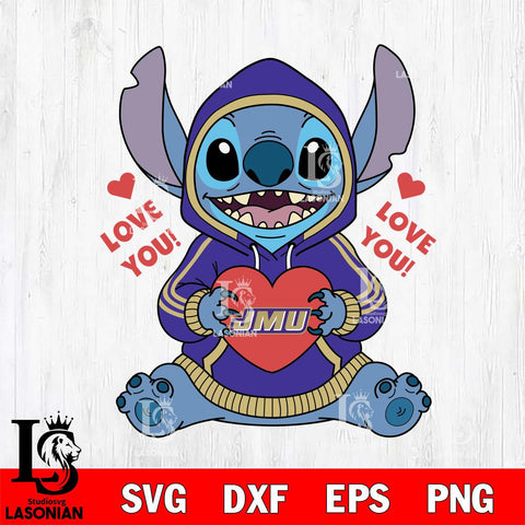James Madison Dukes Stitch Love You File Cut, NCAA SVG DXF EPS PNG FILE, Digital Download , Criucut , Silhouette