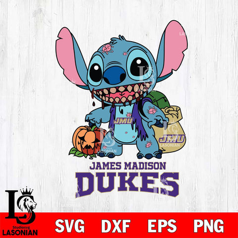 James Madison Dukes Stitch Zombie Svg Eps Dxf Png File, NCAA svg, Digital Download, Instant Download