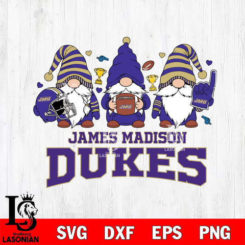 James Madison Dukes Three Gnome File Cut, NCAA SVG, Digital Download , Criucut , Silhouette