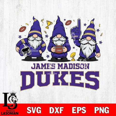 James Madison Dukes Three Gnome FAN File Cut, NCAA SVG, Digital Download , Criucut , Silhouette