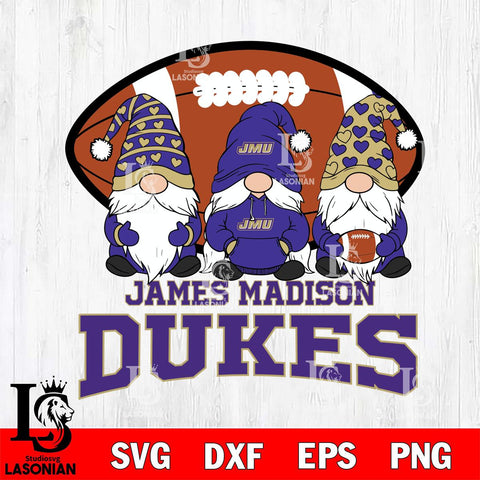 James Madison Dukes Three Gnome Football File Cut, NCAA SVG, Digital Download , Criucut , Silhouette