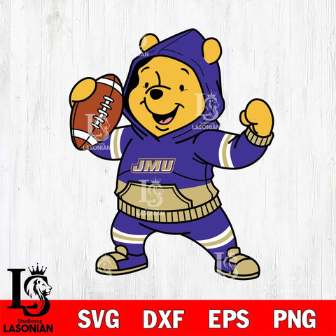 James Madison Dukes Winnie The Pooh Disney Football Christmas File Cut, NCAA SVG DXF EPS PNG FILE, Digital Download , Criucut , Silhouette