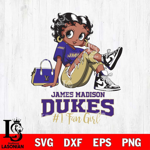 James Madison Dukes #1 Black Fan Girl Betty Boop, Svg Eps Dxf Png File, Digital Download