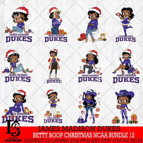 James Madison Dukes  Betty Boop Christmas NCAA Bundle File Cut, Bundle NCAA SVG DXF EPS PNG PDF File, Digital Download , Criucut , Silhouette