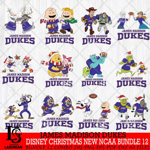 James Madison Dukes  Disney Christmas New NCAA Bundle 12 Cricut,Christmas SVG DXF EPS PNG FILE, BUNDLE NCAA Digital Download,Instant Download, Silhouette