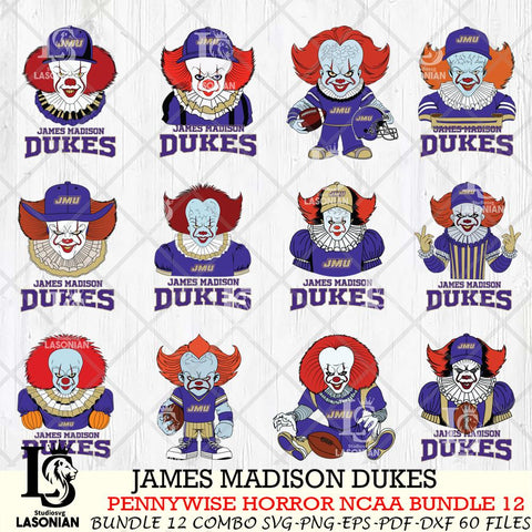 James Madison Dukes  Pennywise Horror NCAA Bundle 12 SVG Svg Eps Dxf Png File, Digital Download