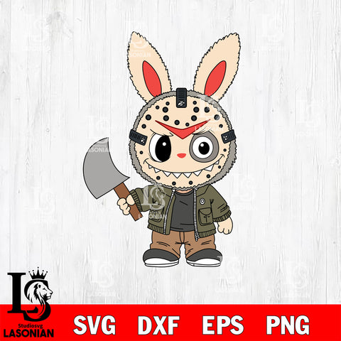 Jason Voorhees Labubu Horror Killer SVG DXF EPS PNG FILE, Halloween File Cut, Digital Download,Instant Download, Silhouette, Cricut