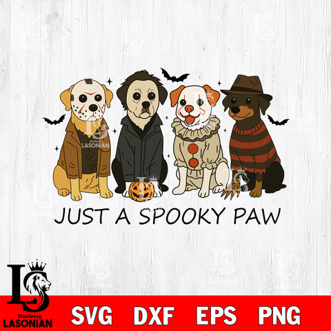 Just A Spooky Paw Horror Killers SVG DXF EPS PNG FILE, Halloween File Cut, Digital Download,Instant Download, Silhouette, Cricut