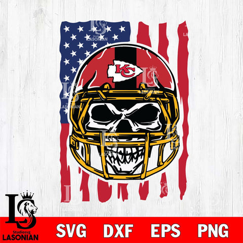 Kansas City Chiefs American Skull Helmet Svg Eps Dxf Png File, Digital Download, Instant Download