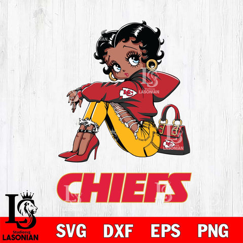 Kansas City Chiefs Betty Boop Black Fan Girl Svg Eps Dxf Png File, Digital Download, Instant Download