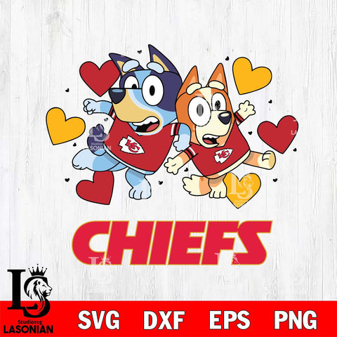 Kansas City Chiefs Bluey Chilli Heart NFL Svg Eps Dxf Png File, Digital Download, Instant Download