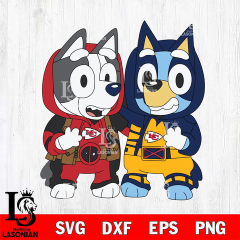 Kansas City Chiefs Bluey Deadpool Wolverine Svg Eps Dxf Png File, Digital Download, Instant Download