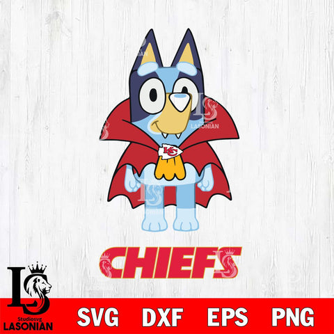 Kansas City Chiefs Bluey Dracula Halloween Svg Eps Dxf Png File, Digital Download, Instant Download