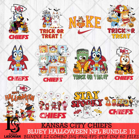 Kansas City Chiefs Bluey Halloween 12 SVG Svg Eps Dxf Png File, Digital Download, Instant Download