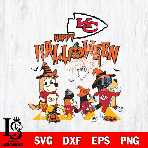 Kansas City Chiefs Bluey Halloween Family Svg Eps Dxf Png File, Digital Download, Instant Download