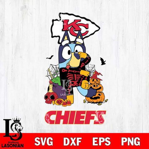 Kansas City Chiefs Bluey Halloween NFL 2 Svg Eps Dxf Png File, Digital Download, Instant Download