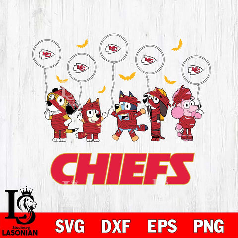 Kansas City Chiefs Bluey Halloween Spooky Svg Eps Dxf Png File, Digital Download, Instant Download