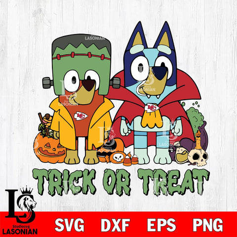 Kansas City Chiefs Bluey Halloween Trick or Treat Svg Eps Dxf Png File, Digital Download, Instant Download