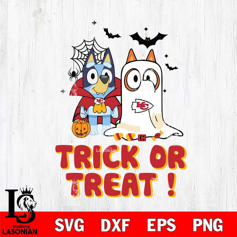 Kansas City Chiefs Bluey Trick or Treat Halloween Svg Eps Dxf Png File, Digital Download, Instant Download