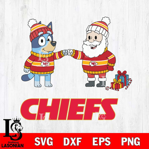 Kansas City Chiefs Bluey With Satan Christmas Cricut,Christmas SVG DXF EPS PNG FILE, Digital Download,Instant Download, Silhouette