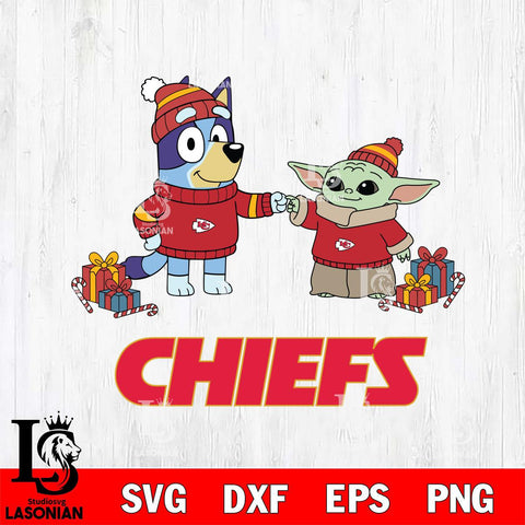 Kansas City Chiefs Bluey With Yoda Christmas Cricut,Christmas SVG DXF EPS PNG FILE, Digital Download,Instant Download, Silhouette