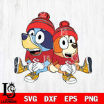 Kansas City Chiefs Bluey & Bingo Christmas Svg Eps Dxf Png File, Digital Download, Instant Download