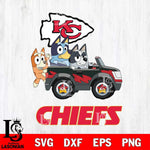 Kansas City Chiefs Bluey friends car Svg Eps Dxf Png File, NFL svg, Digital Download, Instant Download