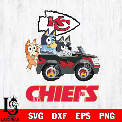 Kansas City Chiefs Bluey friends car Svg Eps Dxf Png File, Digital Download, Instant Download