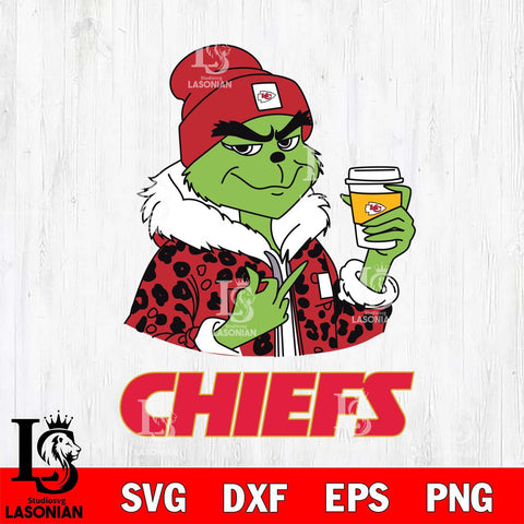 Kansas City Chiefs Boujee Grinch Leopard Christmas Svg Eps Dxf Png File,Cricut svg files, Digital Download, Instant Download