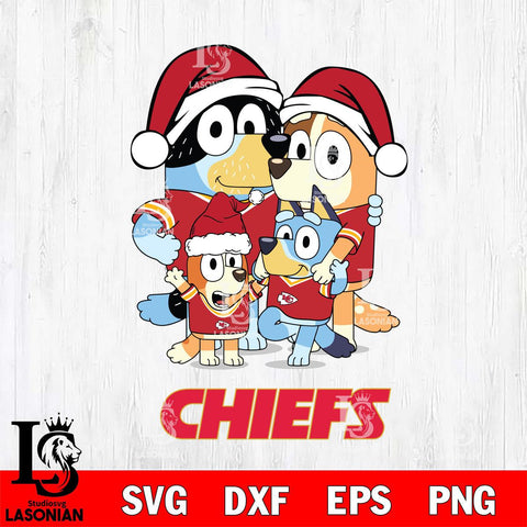 Kansas City Chiefs Christmas Bluey Family Sport Svg Eps Dxf Png File,Cut Svg Files, Digital File, Sublimation