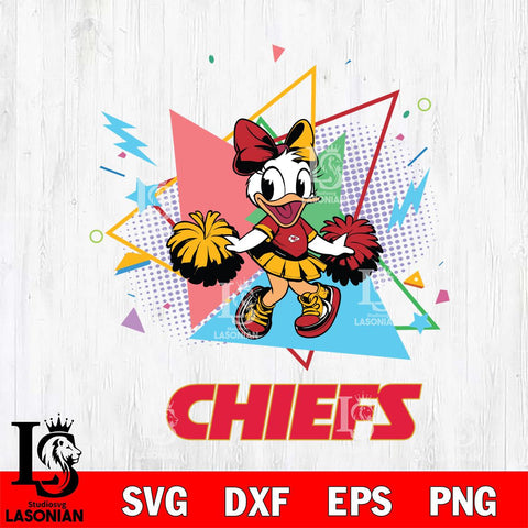 Kansas City Chiefs Cute Daisy Duck Cheerleader SVG DXF EPS PNG FILE, Disney Father day File Cut,Digital Download,Instant Download,Disney Svg Files