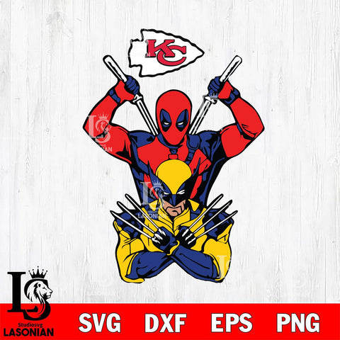 Kansas City Chiefs Deadpool Wolverine 2 Svg Eps Dxf Png File, Digital Download, Instant Download