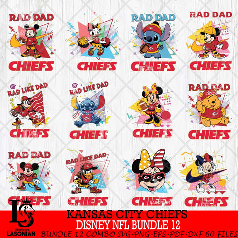 Kansas City Chiefs Disney Rad Dad NFL Bundle 12 SVG DXF EPS PNG FILE, Father day File Cut,Digital Download,Instant Download,Disney Svg Files