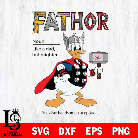 Kansas City Chiefs Donald Duck Fathor Sport Svg Eps Dxf Png File, NFL File Cut,Digital Download,Instant Download,Disney Svg Files