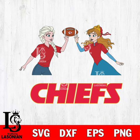 Kansas City Chiefs Elsa & Anna Football Cricut,Christmas SVG DXF EPS PNG FILE, Digital Download,Instant Download, Silhouette