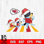 Kansas City Chiefs Family Bluey Walking Christmas Svg Eps Dxf Png File, Digital Download, Instant Download