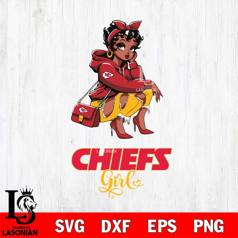 Kansas City Chiefs Fashion Black Fan Girl Betty Boop Svg Eps Dxf Png File, Digital Download, Instant Download