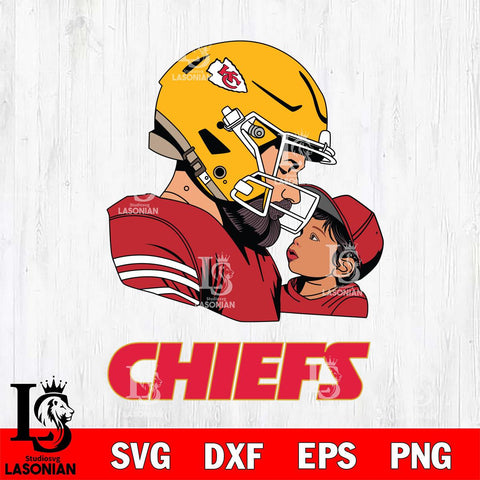 Kansas City Chiefs Father And Child Rugby SVG DXF EPS PNG FILE,NFL SVG, Father day Digital Download,Instant Download, Silhouette
