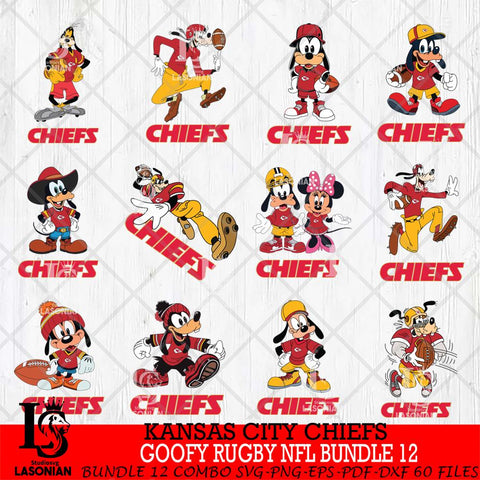 Kansas City Chiefs Goofy Rugby NFL Bundle 12 SVG DXF EPS PNG FILE,NFL bundle svg ,Football Digital Download,Instant Download, Silhouette