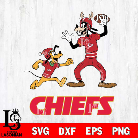 Kansas City Chiefs Goofy & Pluto Football Cricut,Christmas SVG DXF EPS PNG FILE, Digital Download,Instant Download, Silhouette