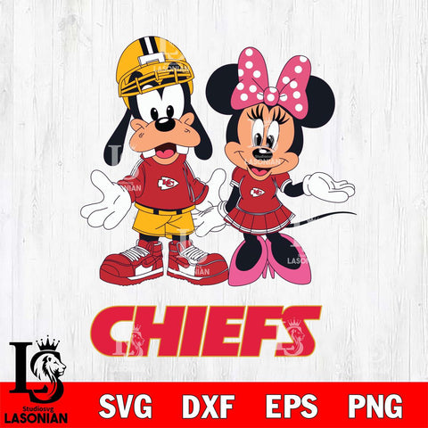 Kansas City Chiefs Goofy and Minnie mouse Football SVG DXF EPS PNG FILE,NFL Cricut ,Football Digital Download,Instant Download, Silhouette