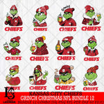 Kansas City Chiefs Grinch Christmas NFL Bundle 12 Svg Eps Dxf Png File,Cricut svg files, Digital Download, Instant Download