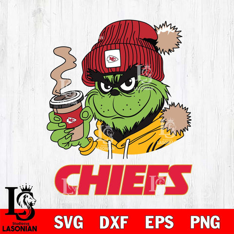 Kansas City Chiefs Grinch Cofffe Hoodie Svg Eps Dxf Png File,Cricut svg files, Digital Download, Instant Download