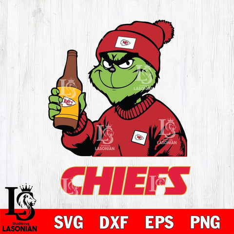 Kansas City Chiefs Grinch Drinking Beer Christmas Svg Eps Dxf Png File,Cricut svg files, Digital Download, Instant Download