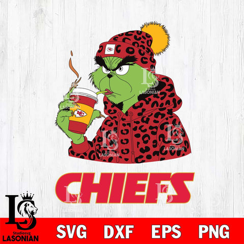 Kansas City Chiefs Grinch Leopard Christmas Svg Eps Dxf Png File,Cricut svg files, Digital Download, Instant Download