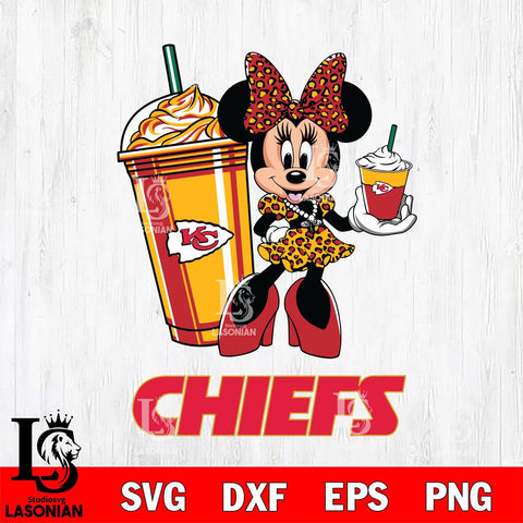 Kansas City Chiefs Minnie Mouse Fan And Coffee Svg Eps Dxf Png File, Digital Download, Instant Download