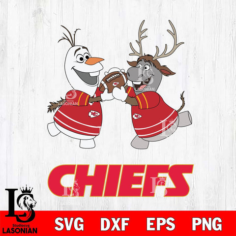 Kansas City Chiefs Olaf & Sven Football Cricut,Christmas SVG DXF EPS PNG FILE, Digital Download,Instant Download, Silhouette