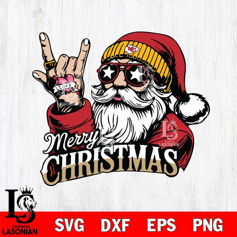 Kansas City Chiefs Rock Santa Claus Football Svg Eps Dxf Png File,NFL Svg Files,Digital Download,Sublimation,Instant Download