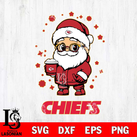 Kansas City Chiefs Santa Claus Coffe Svg Eps Dxf Png File,NFL Svg Files,Digital Download,Sublimation,Instant Download